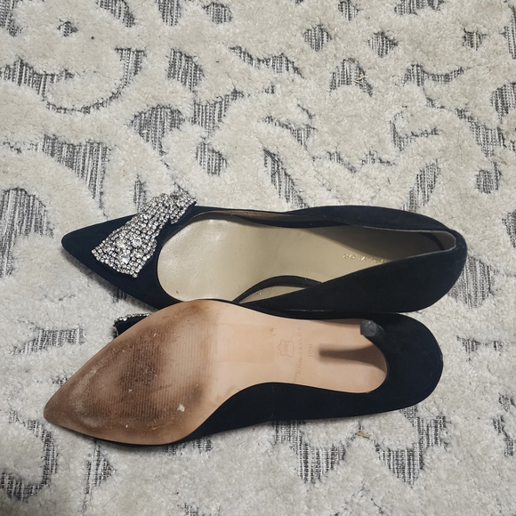 Ann Taylor Black Heels with Sparkling Bow - Picture 10 of 12